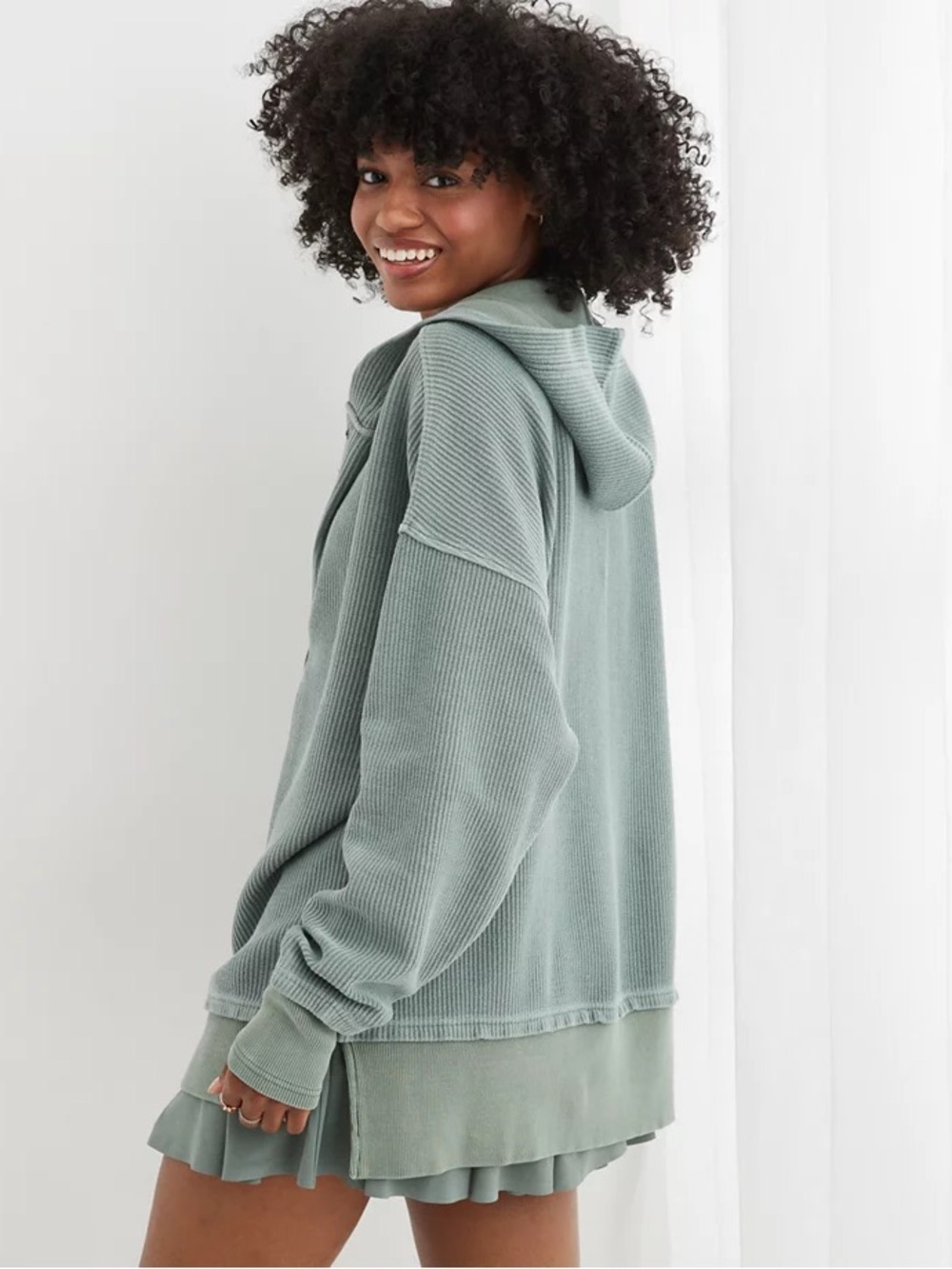 Aerie Textured Henley Hoodie - Picture 3 of 5
